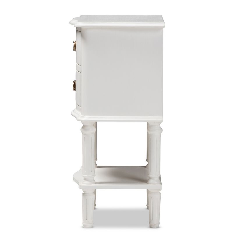 Audrey Finished 2 Drawer Nightstand White - Baxton Studio, 4 of 12
