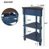 Luxystar 33.8'' Triangle Corner End Table with Solid Wood Legs for Small Spaces and Living Room, Navy Blue and Espresso Top - 2 of 4