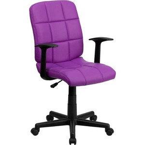 Mid-Back Purple Quilted Vinyl Swivel Task Chair with Nylon Arms - Flash Furniture