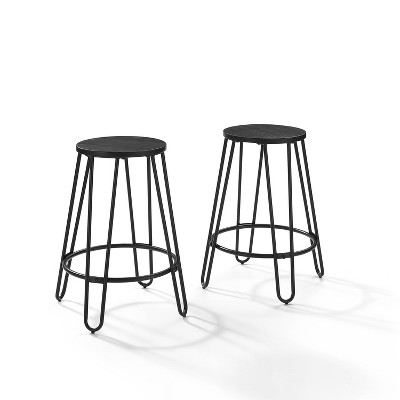 Set of 2 Ava Counter Height Barstool Black - Crosley