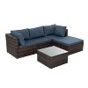 Patio Furniture, Outdoor Furniture, Seasonal PE Wicker Furniture, 5 Set Wicker Furniture With Tempered Glass Coffee Table - 2 of 4