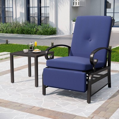 2pc Patio Set with Adjustable Recliner Lounge Chair & Small Side Table - Captiva Designs: All-Weather, UV-Resistant