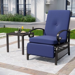 2pc Patio Set with Adjustable Recliner Lounge Chair & Small Side Table - Captiva Designs: All-Weather, UV-Resistant - 1 of 4