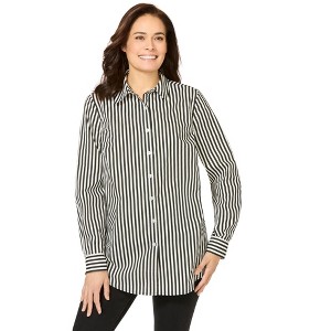 Woman Within Plus Size Perfect Long Sleeve Shirt - 1 of 4
