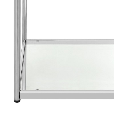 20" Square Chrome & Glass Transitional End Table
