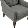 Fabric Upholstery Accent Chair with Button-Tufted Back, Foam Cushions, Reversible Seat and Brown Wood Legs - 4 of 4