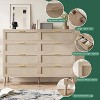 Jojoka 8 Drawer Double Rattan Dresser,Mid Century Modern Dresser for Closet with Handles,Oak - 4 of 4