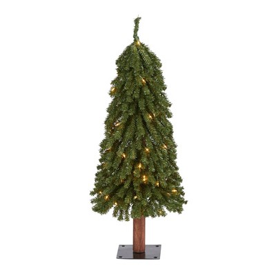 Nearly Natural 3' Pre-Lit Grand Alpine Artificial Christmas Tree Clear Lights: Indoor Seasonal Decor