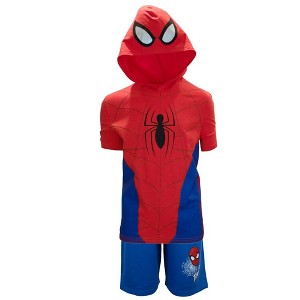 Marvel Spider-Man Big Boys Cosplay Hooded T-Shirt and Shorts Set - Red, 10-12 - 1 of 3