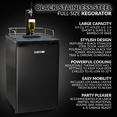 HomeCraft 4.9 Cu. Ft. Black Stainless Steel Kegorator Draft Dispenser