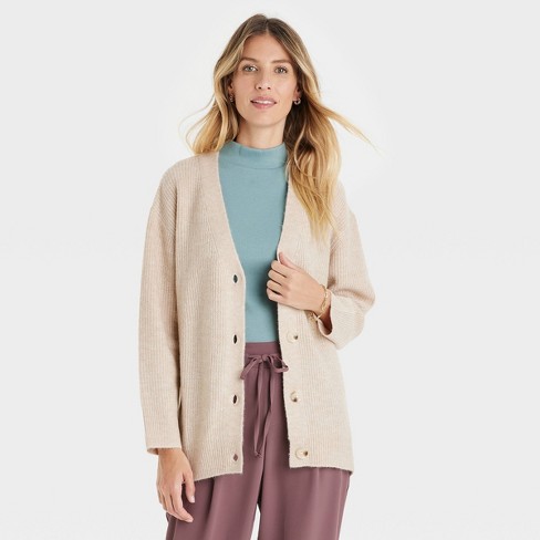 Women's Button-front Cardigan - A New Day™ Oatmeal S : Target