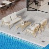 PAKASEPT 4 Piece Aluminum Patio Furniture Set, Imitation Wood Grain Aluminum Conversation Set with Removable Cushions for Porch, Balcony, Yard - 3 of 4