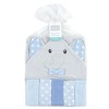 Hudson Baby Infant Boy Hooded Towel and Five Washcloths, White Dots Gray Elephant, One Size - 2 of 2