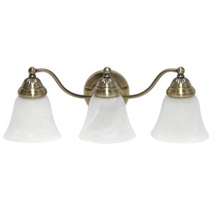 3 Light Curved Metal and Alabaster White Glass Shade Vanity Wall Light Fixture - Lalia Home - 1 of 4