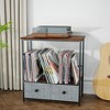 MOEPISY 2-Tier Record Shelf Table with Fabric Drawer, Holds Up to 110 Vinyl Records - 2 of 4