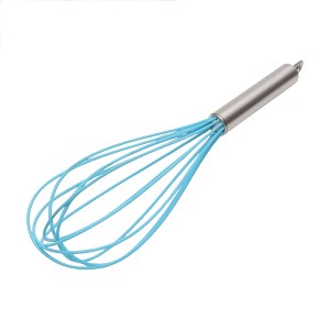 Unique Bargains 12" 6-Wire Whisk Hand Wash Stainless Steel Silicone Lake Blue Silver Tone - 1 of 4