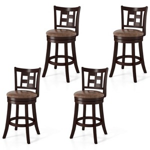 Costway Set of 2/4 Bar Stools 26" Swivel Bar Chairs with Footrest, Lattice Backrest - 1 of 4
