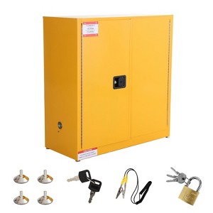 Safety Steel Metal Storage Cabinet Flammable Liquid Storage Cabinet, 1 Shelf, 2 Manual Closing Doors for Gasoline Storage - 1 of 4