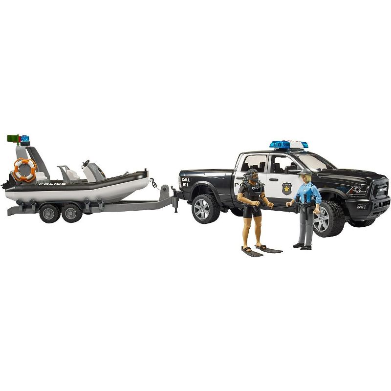Bruder RAM 2500 Police Pickup with L + S Module Trailer & Boat, 4 of 7