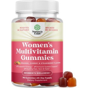Women's Multivitamin Gummies, Delicious Gummies for  Adults Energy & Immunity, Supports Women's Health and Wellness, Nature's Craft, 90ct - 1 of 4
