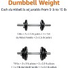 38-Pound Adjustable Dumbbell Set, Black Hand Weights for Home Gym Strength Training - 2 of 4