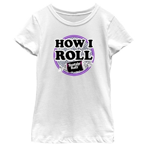 Girl's Tootsie Roll How I Roll Slogan T-shirt - White - Medium : Target