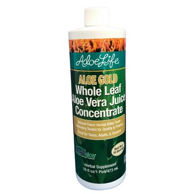 Whole Leaf Aloe Vera Juice Concentrate-Aloe Gold by Aloe Life  -  16 oz Liquid