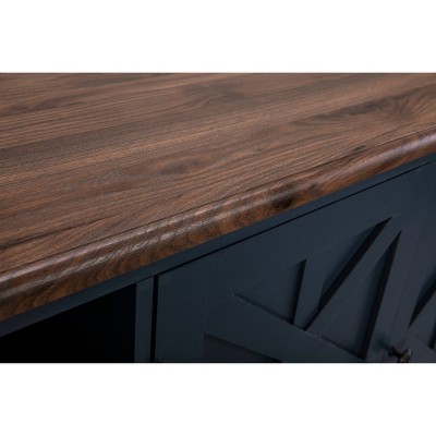 Ranch Rustic Navy 70" TV Stand with Cabinet and Open Shelves