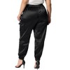 Agnes Orinda Women's Plus Size Satin Elastic Waist Athleisure Ankle Length Casual Jogger Pants - 4 of 4
