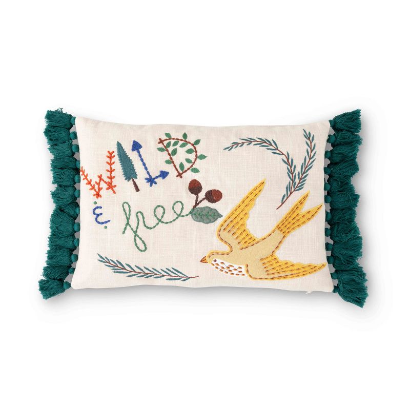 Park Hill Collection "Free" Bird Appliqued Cotton Pillow, 1 of 4