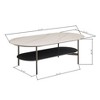 TiramisuBest White Ceramic Coffee Table with Coffee Gray MDF Shelf, Double-Layer Modern Living Room Table - 4 of 4