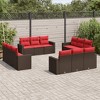 vidaXL 12 Piece Patio Sofa Set with Cushions - Brown and Red Without Table - 2 of 4
