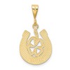 Black Bow Jewelry 14k Yellow or White Gold Four Leaf Clover and Horseshoe Pendant, 15mm - 3 of 4