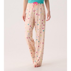 Women's Jelly Bean Hearts Polyknit Pajamas Pants - 1 of 4
