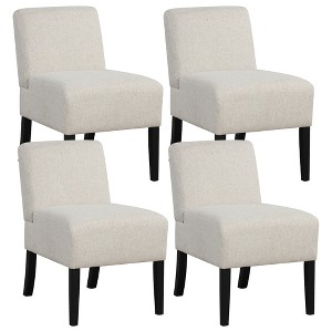 Tangkula 4PCS Armless Accent Chair w/ Rubber Wood Legs Modern Vanity Chair for Bedroom - 1 of 4