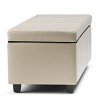 Gulches Avalon Storage White Ottoman Bench - 48"W¡Á18.1"D¡Á16.1"H Satin Cream Faux Leather, Child-Safe Hinge & Solid Wood Frame - 3 of 4