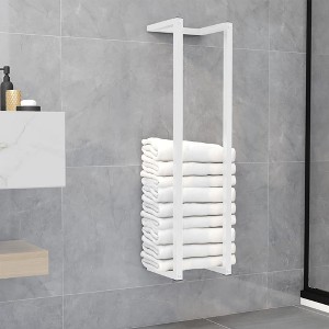vidaXL Towel Rack White Steel Medium Towel Rack Rectangular Modern - 1 of 4