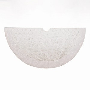 Kurt Adler 60-Inch White Dupion Tree Skirt with Lurex Embroidered Snowflakes - 1 of 4