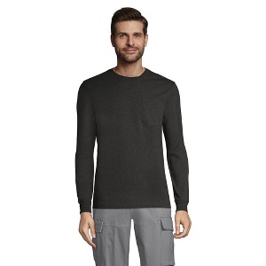 Lands' End Men's Super-T Long Sleeve T-Shirt with Pocket - 1 of 2