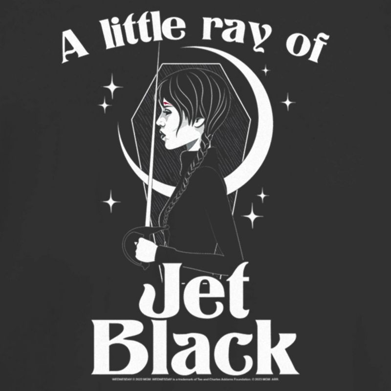 Juniors Womens Wednesday A Little Ray of Jet Black T-Shirt, 2 of 5