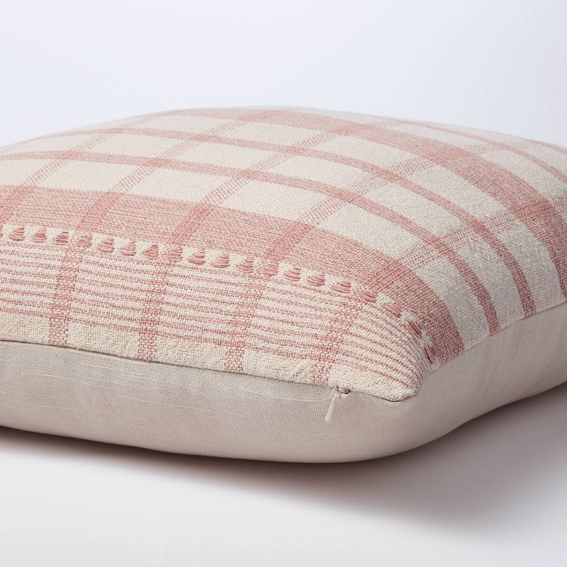 Square Woven Plaid Decorative Throw Pillow Mauve/Light Beige - Threshold&#8482; designed with Studio McGee, 5 of 6