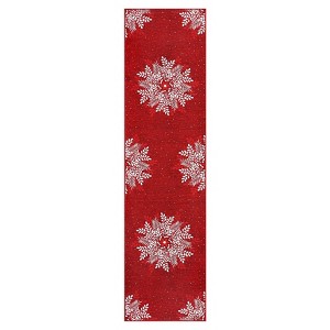 Coolmee Christmas Snowflakes Living Room Rug Non Slip Low Pile Washable Carpet for Bedroom Office Hallway Outdoor Rug Blue - 1 of 4