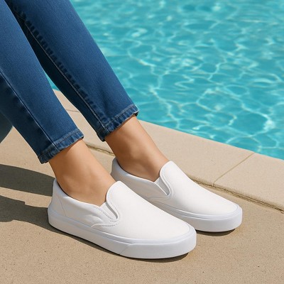 Женские кроссовки CUSHIONAIRE Ferris Fashion Slip On Sneakers for Women – Laceless Everyday Casual Womens Shoes with Cushioned Insole and Flexible Sole White 8 — фото 4