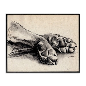 Stupell Industries Dog Paw Charcoal Design Framed Giclee Art - 1 of 4