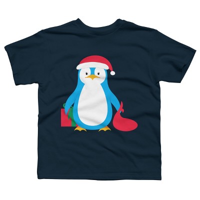 Boy's Design By Humans Christmas Penguin By moredesignsplease T-Shirt