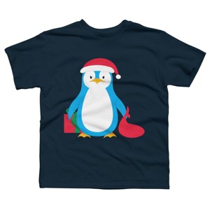 Boy's Design By Humans Christmas Penguin By moredesignsplease T-Shirt - 1 of 3