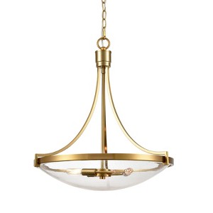 Claxy Modern Seeded Glass Pendant Light Brass Finish-3 Light - 1 of 4