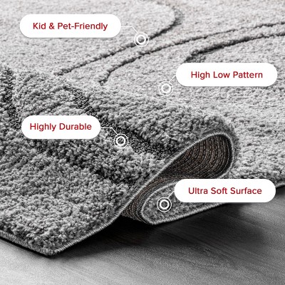 Dark Grey Abstract Pattern Shag Area Rug 5' 3" x 7' 6"