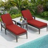 Aoodor 72 x 21 x 3 Inches Patio Chaise Lounger Cushions, Olefin Fabric Slipcovers with Sponge Foam, Set of 2 - 2 of 4