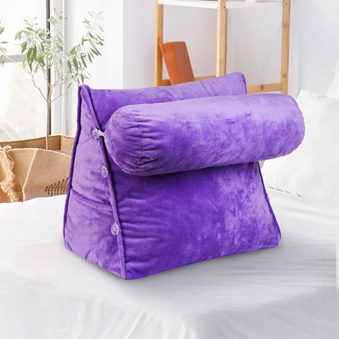 Cheer Collection Wedge Shaped Reading and TV Pillow with Adjustable Bolster Purple